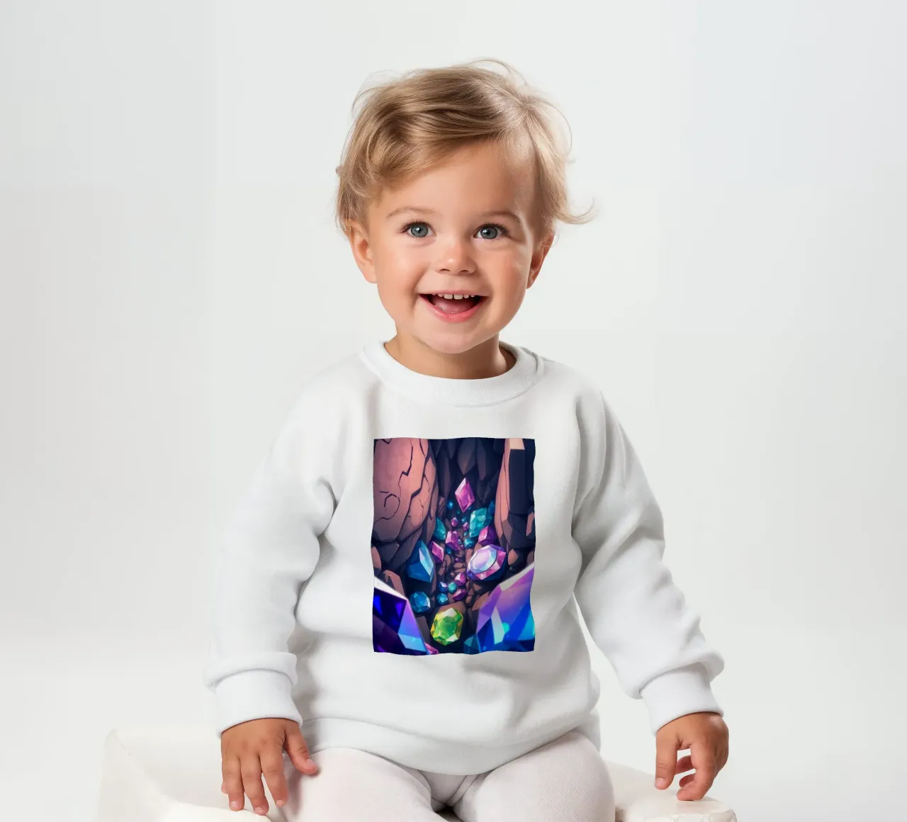 cristalli scintillano in una stretta caverna con intricate forme di roccia felpa neonato da DesignDoodle