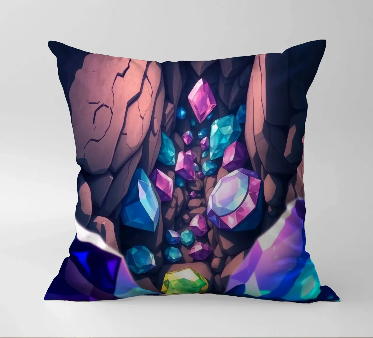 cristalli scintillano in una stretta caverna con intricate forme di roccia cuscino da DesignDoodle