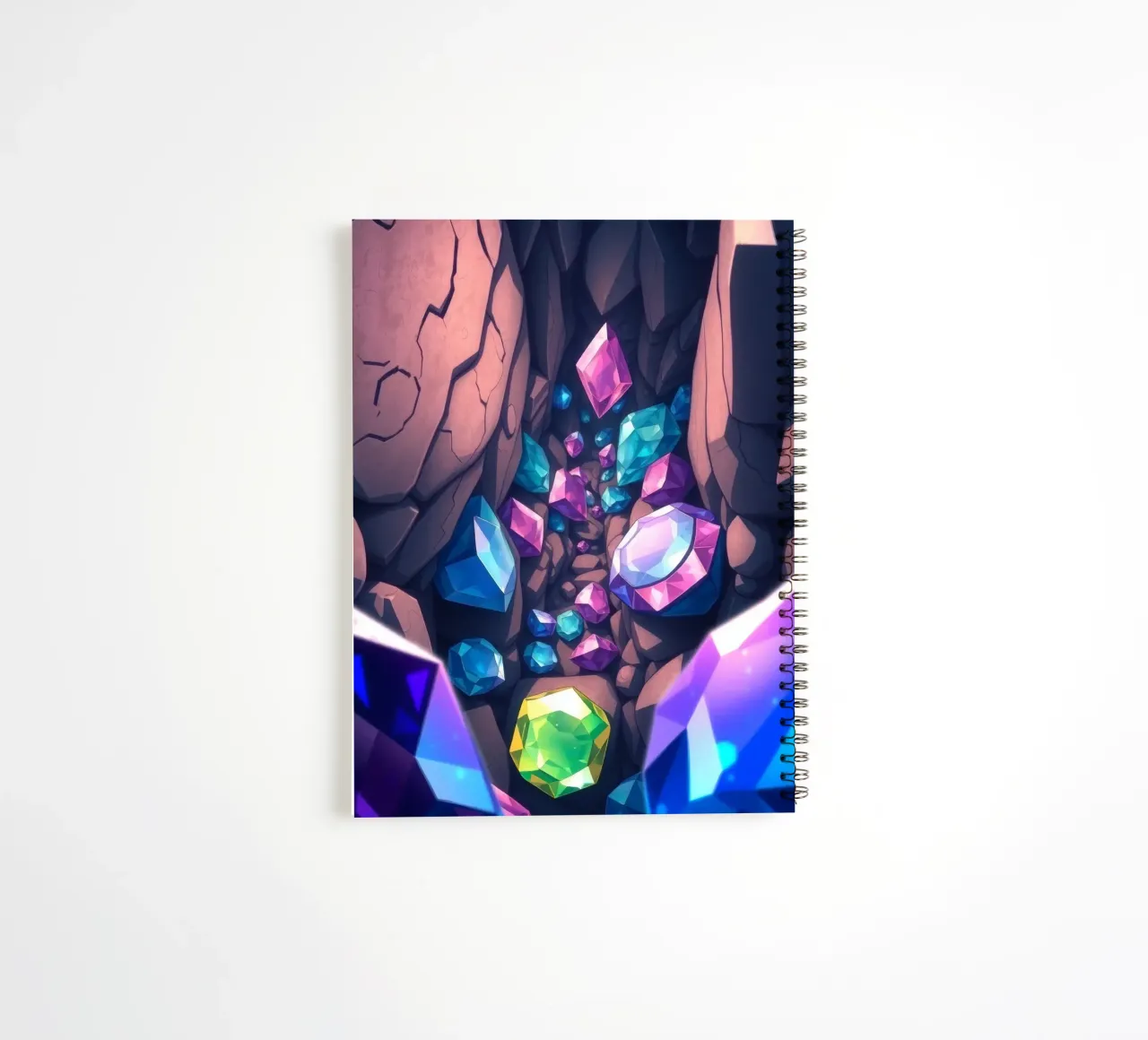 crystals shimmer in a narrow cavern with intricate rock form spiral notebook by DesignDoodle