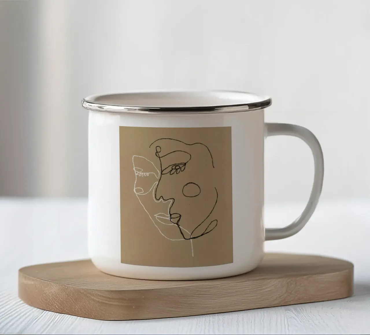 Due ritratti tazza in smalto da Little Dean