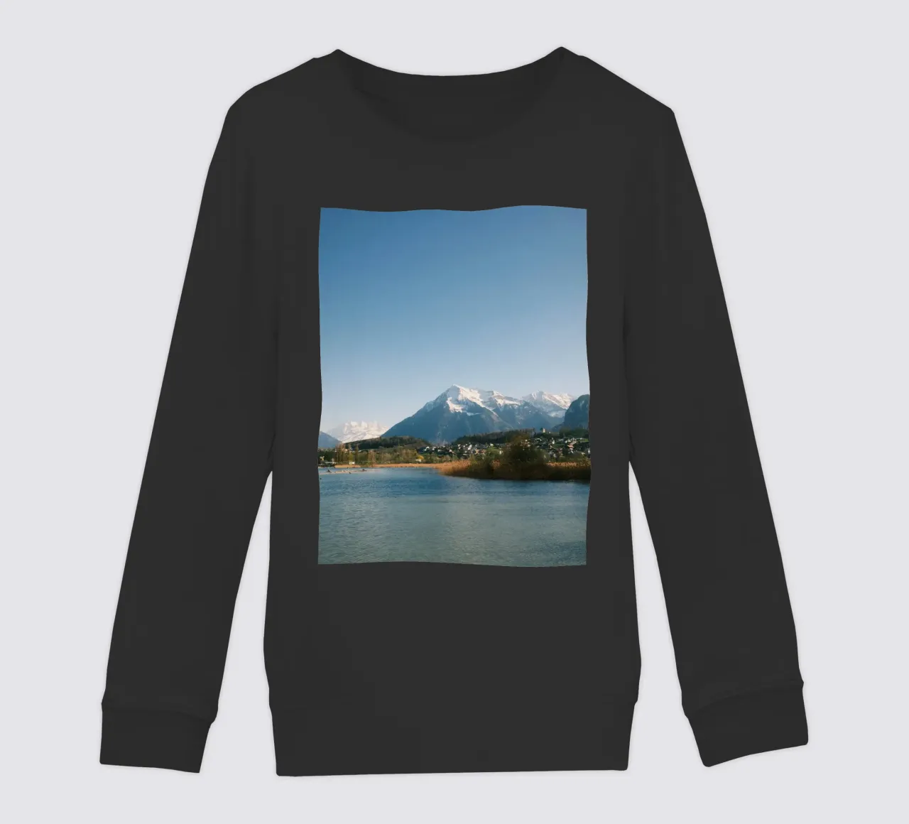 Spring View of the Bernese Alps from Lake Thun felpa bambino da FujiSwiss