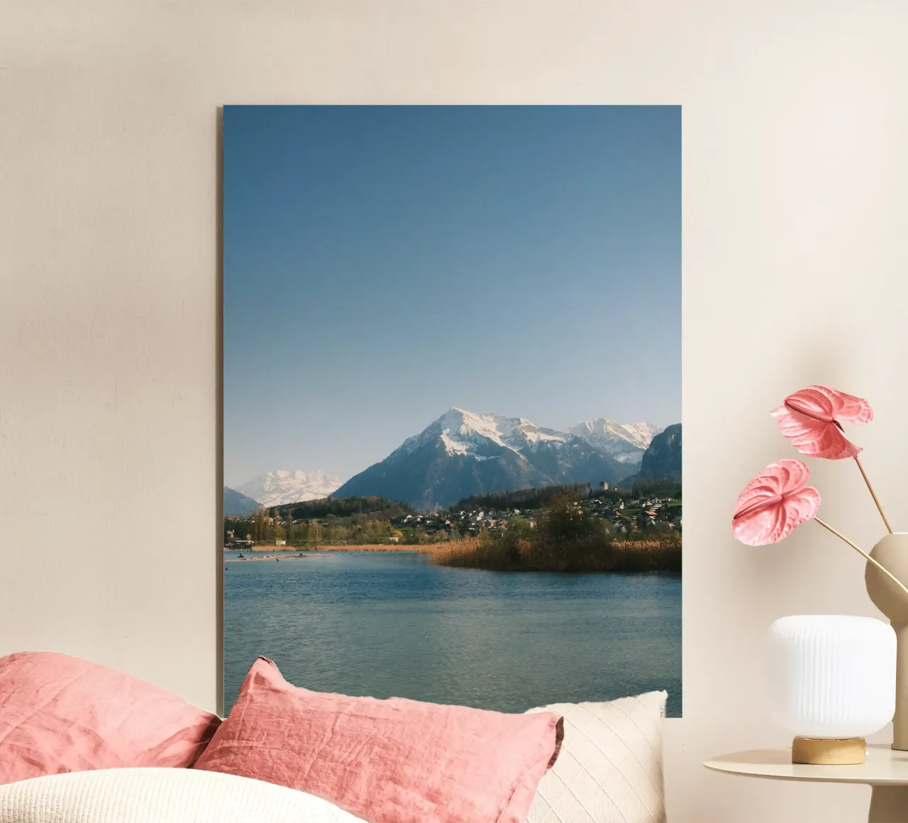 Spring View of the Bernese Alps from Lake Thun alluminio dibond da FujiSwiss