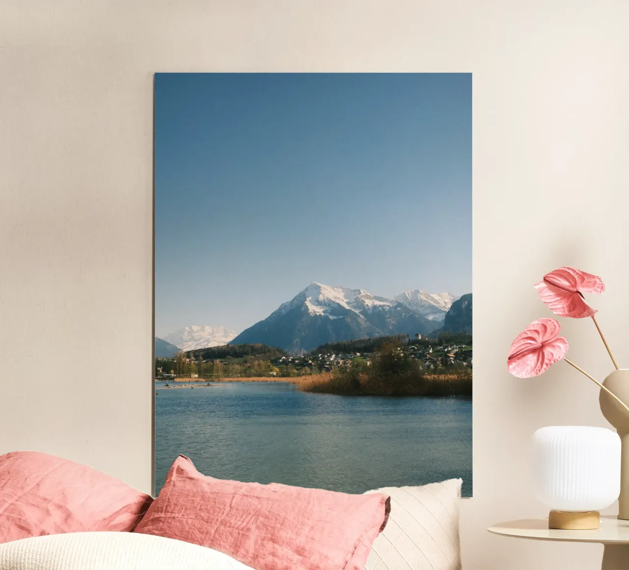 Spring View of the Bernese Alps from Lake Thun carta hahnemühle da FujiSwiss