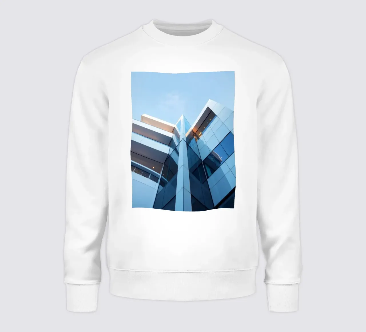 Modern architectural design featuring glass and concrete sweatshirt by DesignDoodle