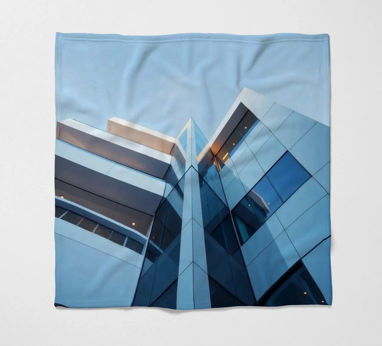 Modern architectural design featuring glass and concrete fleece blanket by DesignDoodle