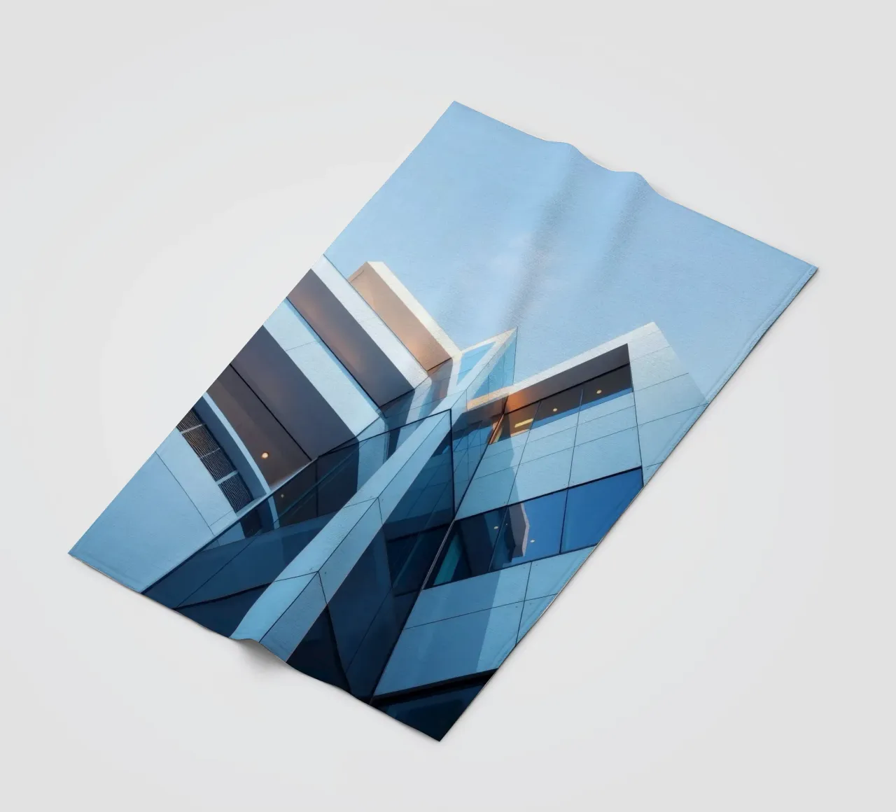 Modern architectural design featuring glass and concrete fleece blanket by DesignDoodle