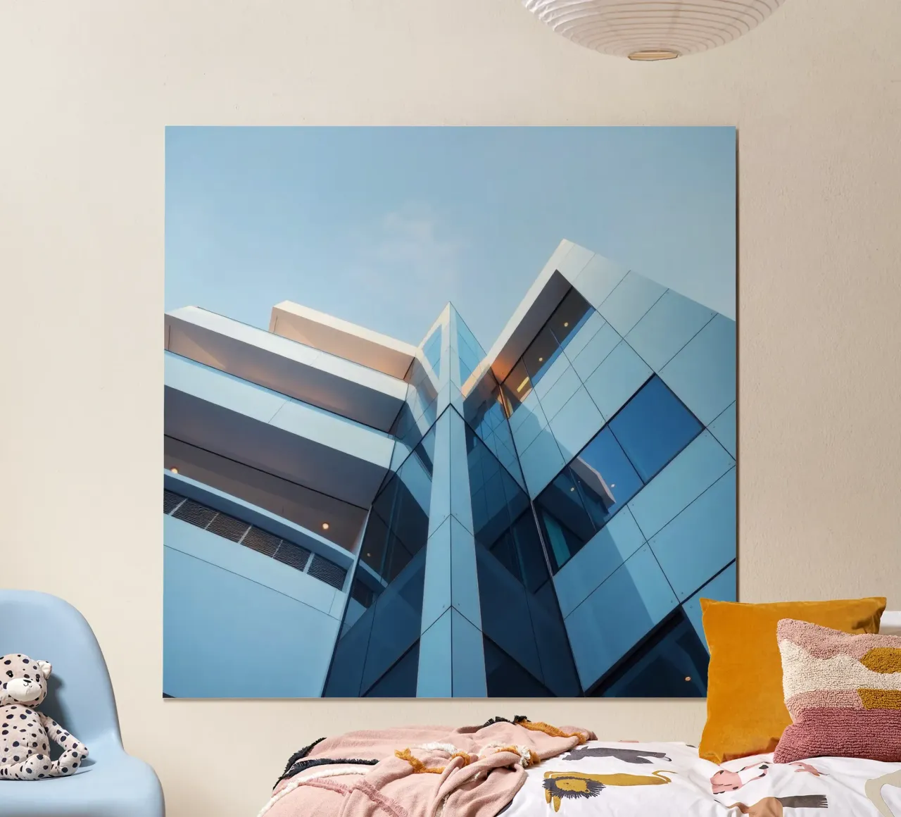 Modern architectural design featuring glass and concrete poster by DesignDoodle