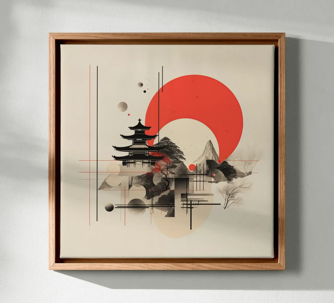 Japans landschap canvas met Baklijst van Imagine