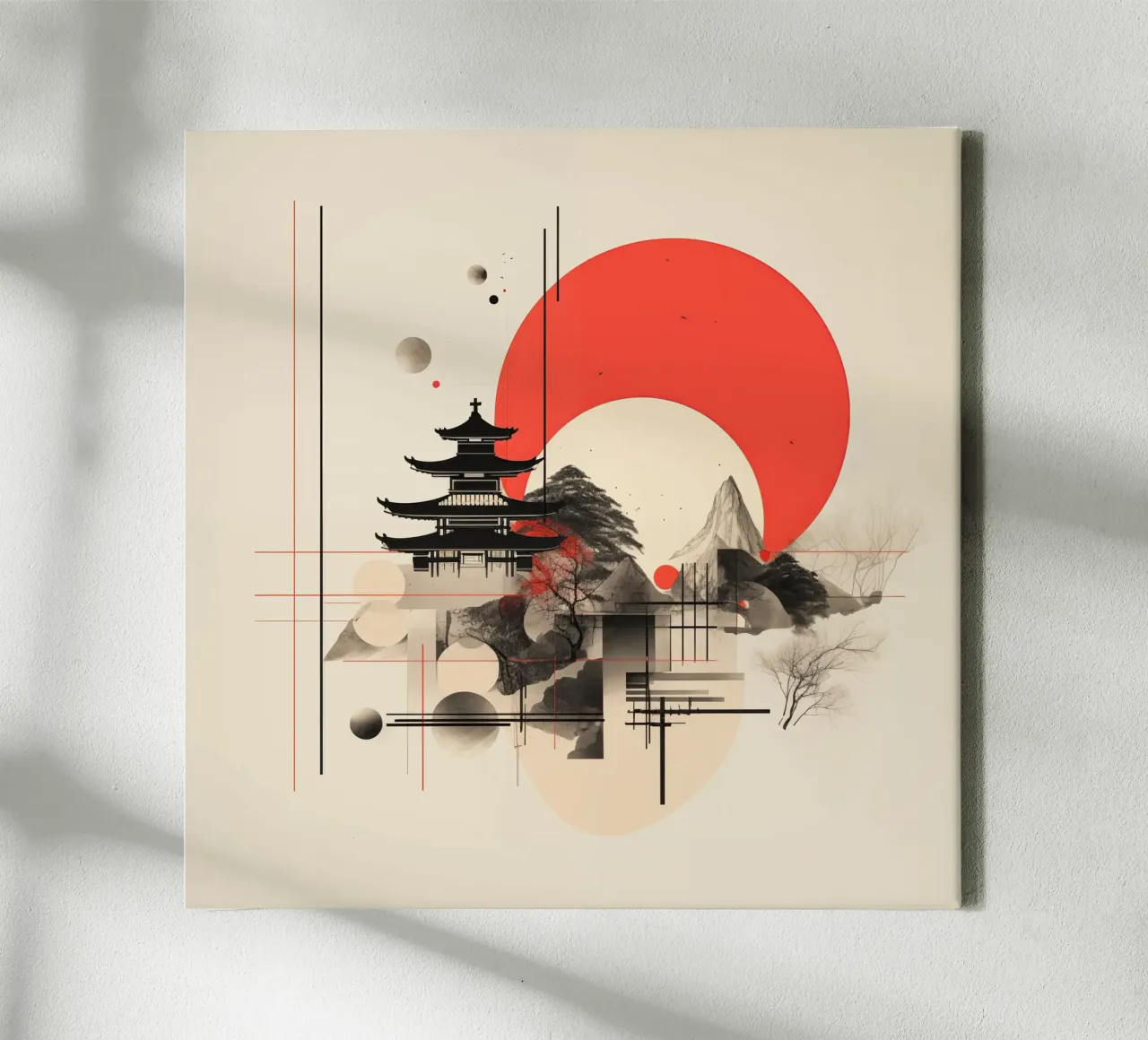 Japans landschap canvas met Baklijst van Imagine