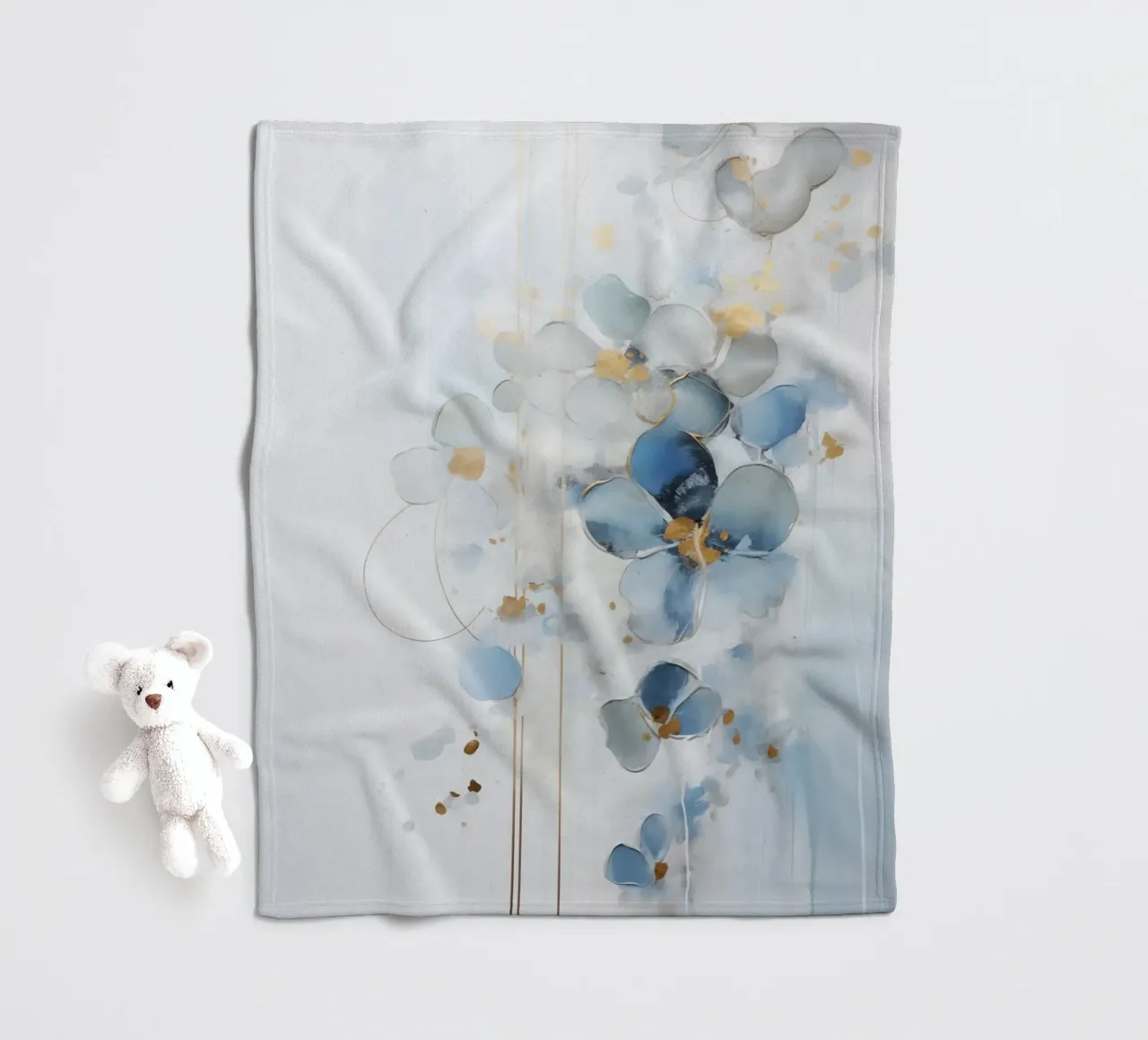 Blue flowers abstract fleece blanket by Imagine