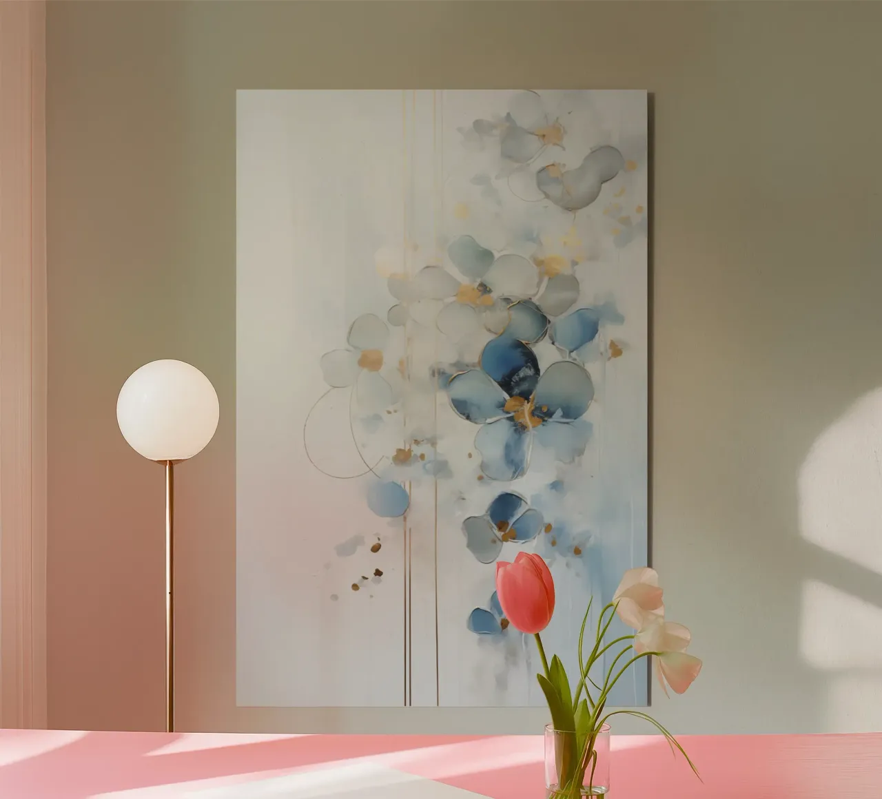 Fleurs bleues abstraites alu dibond de Imagine