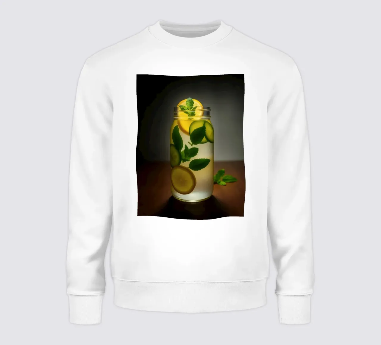 Refreshing lemonade with mint leaves and cucumber slices sweatshirt by DesignDoodle