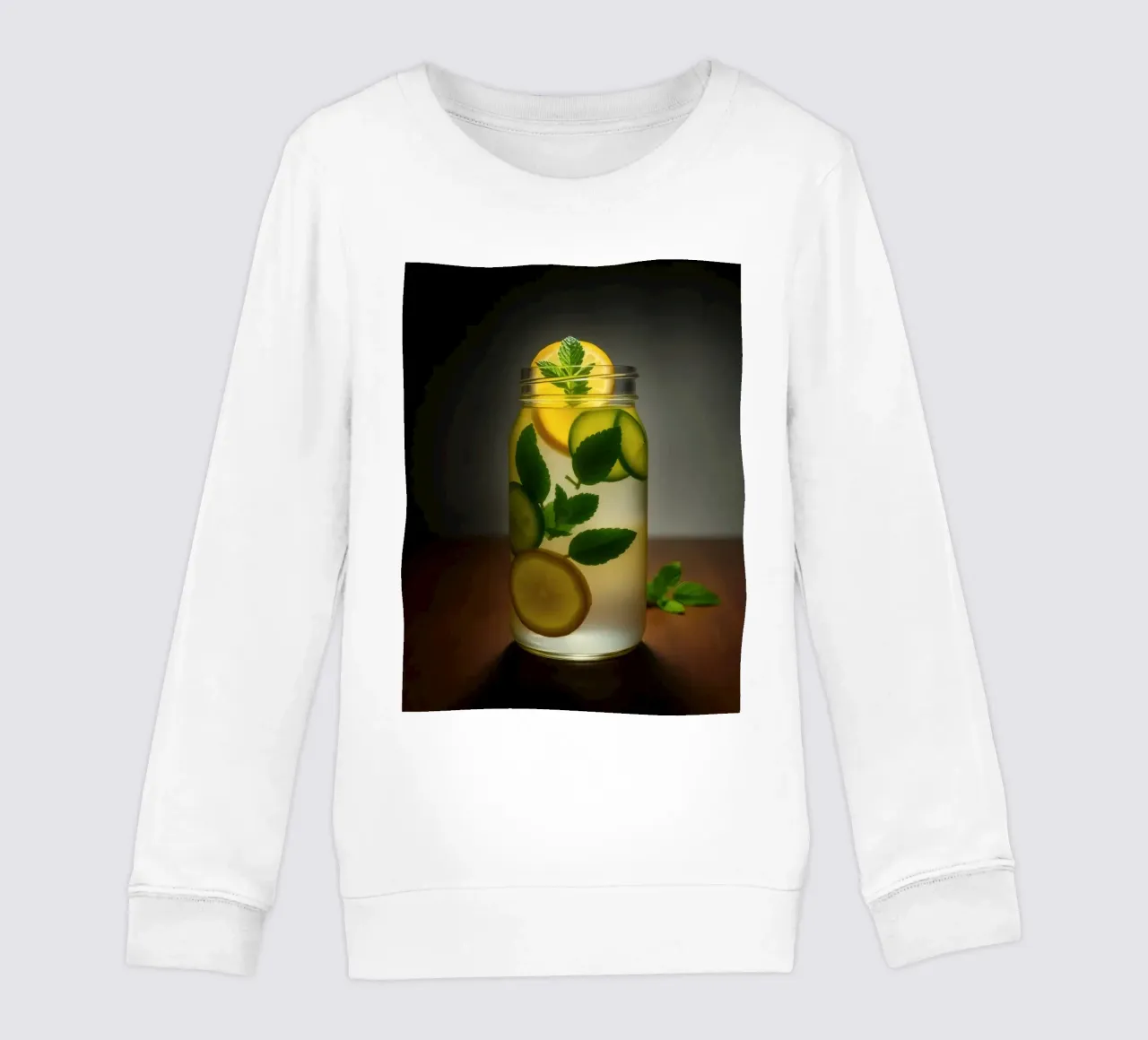 Refreshing lemonade with mint leaves and cucumber slices kids sweatshirt by DesignDoodle