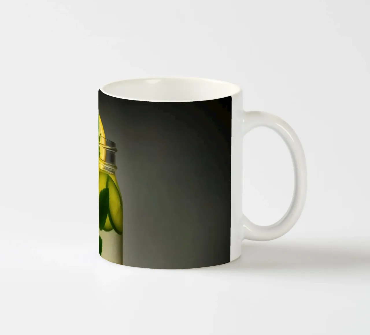 Refreshing lemonade with mint leaves and cucumber slices ceramic mug by DesignDoodle