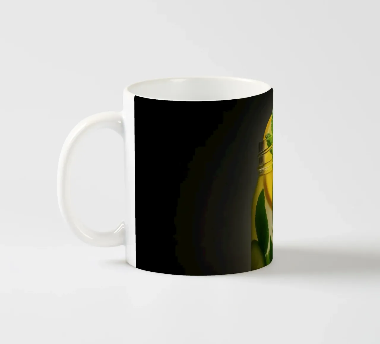 Refreshing lemonade with mint leaves and cucumber slices ceramic mug by DesignDoodle
