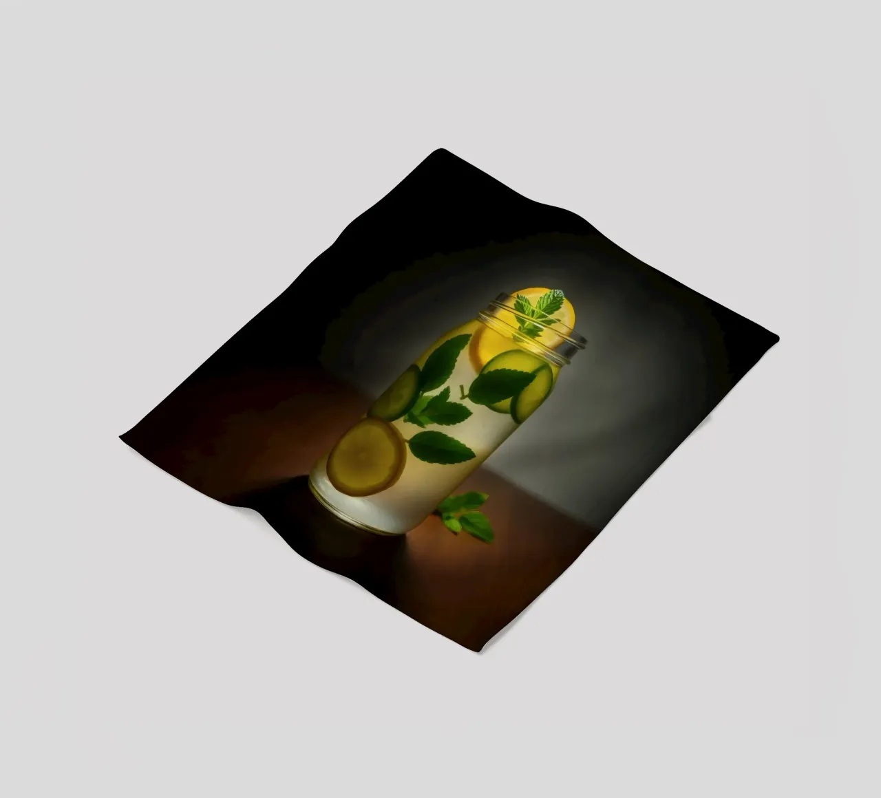 Refreshing lemonade with mint leaves and cucumber slices fleece blanket by DesignDoodle