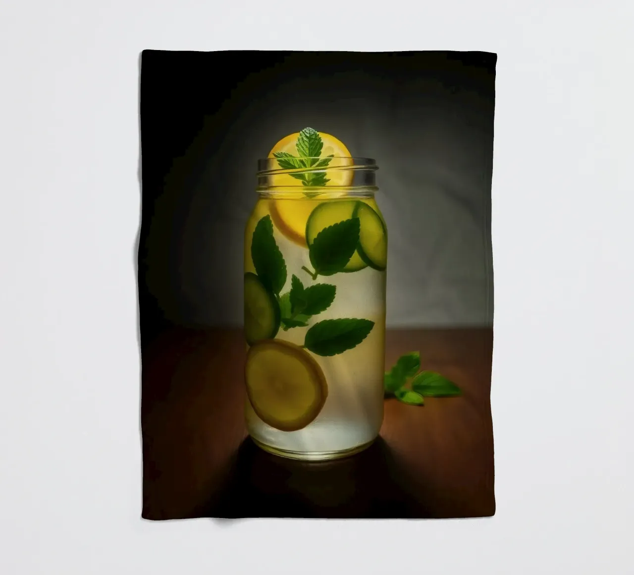 Refreshing lemonade with mint leaves and cucumber slices fleece blanket by DesignDoodle