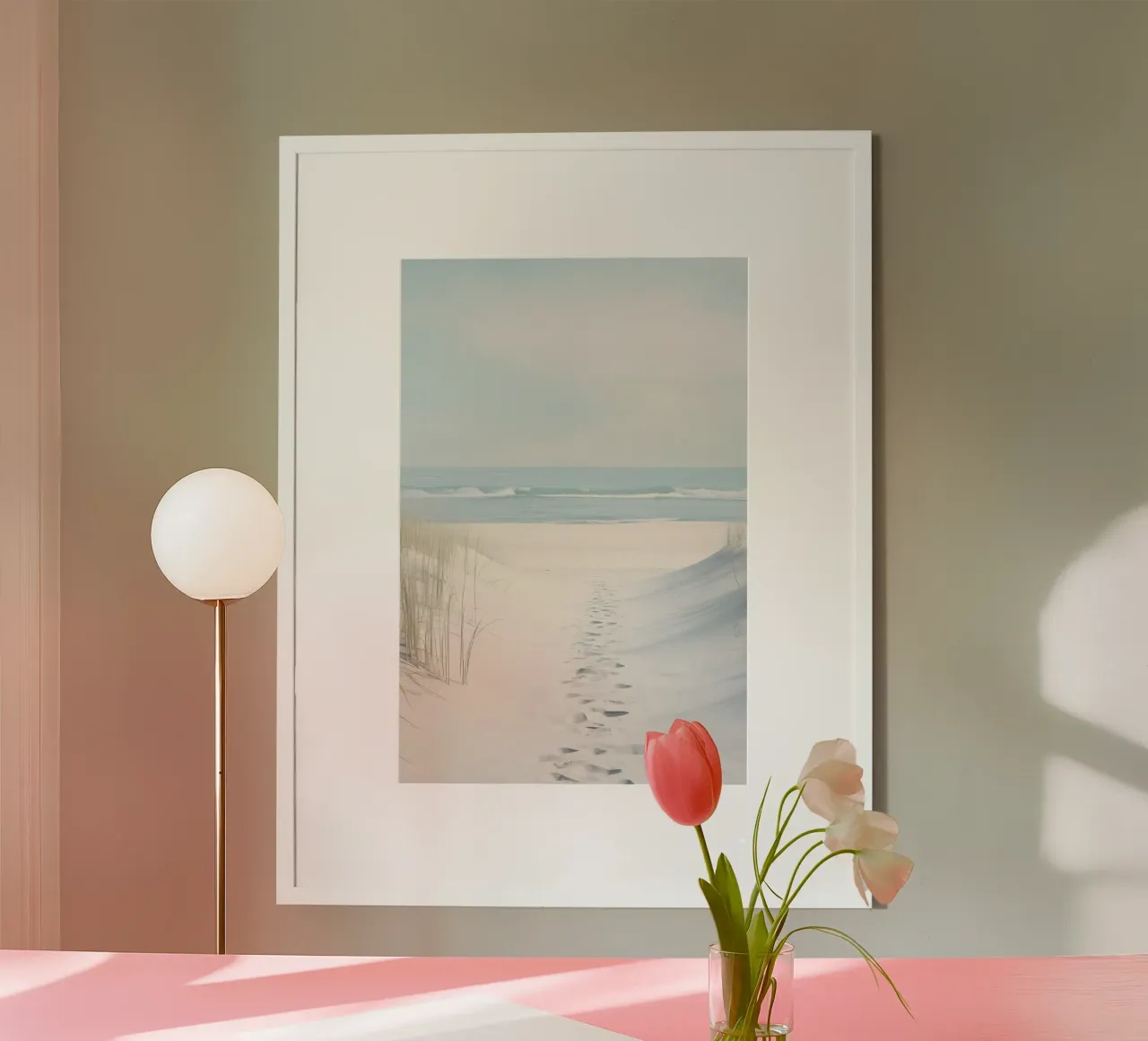 La spiaggia poster con telaio in legno da Imagine