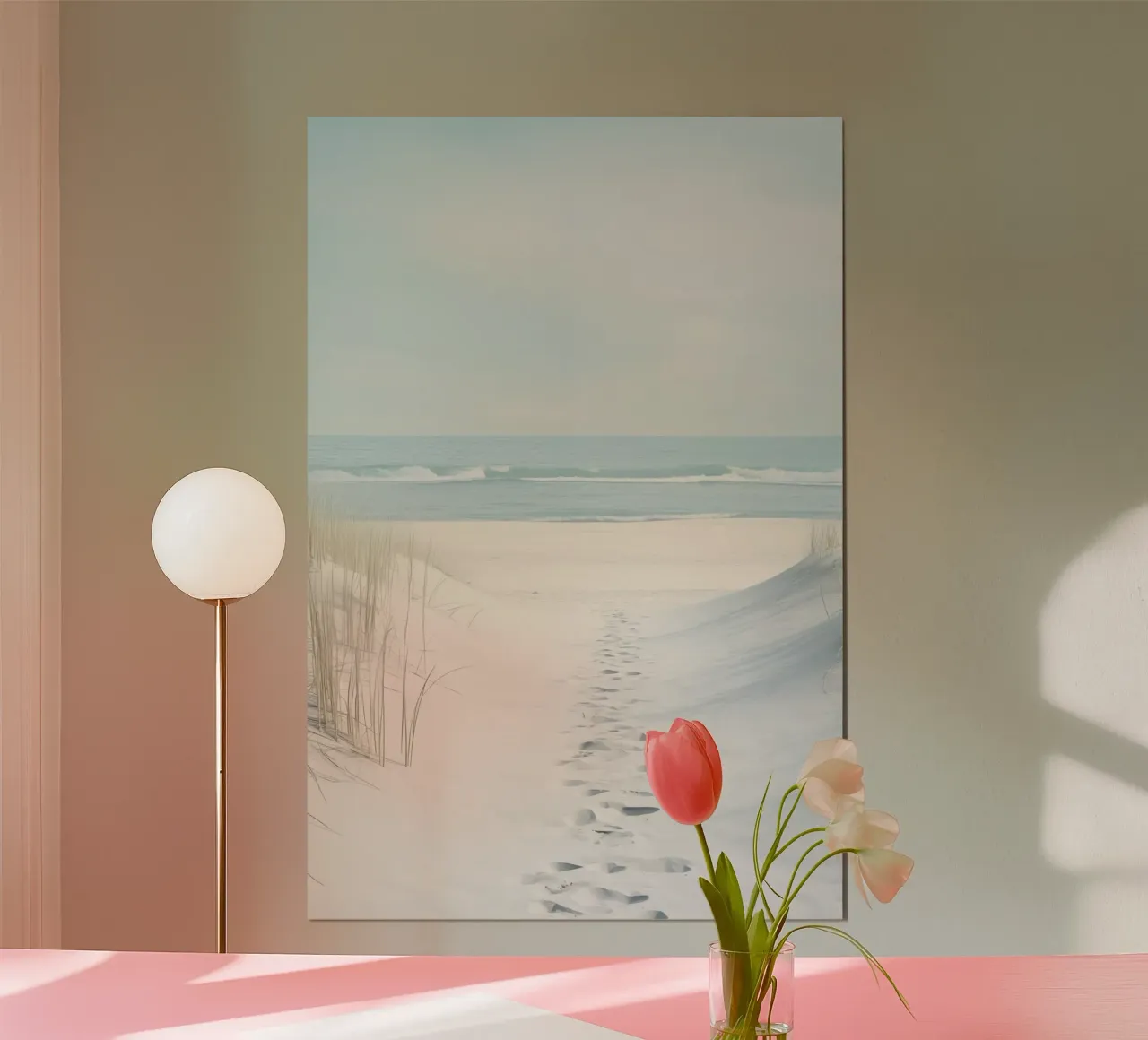 La spiaggia poster con telaio in legno da Imagine