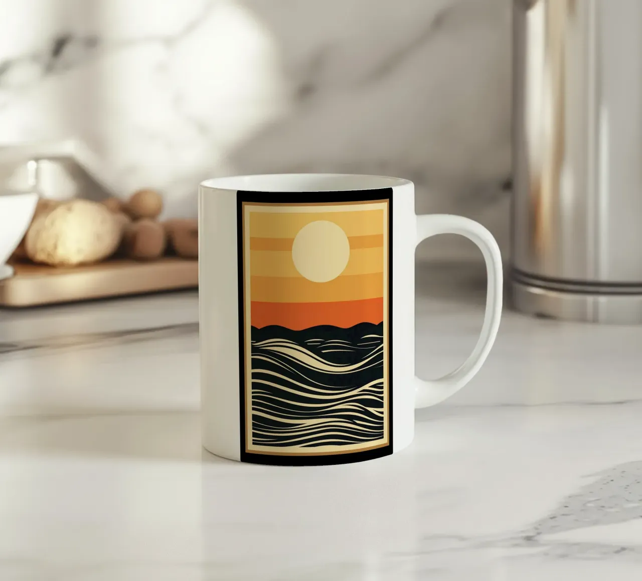 Abstracte zonsondergang keramische mok van Imagine