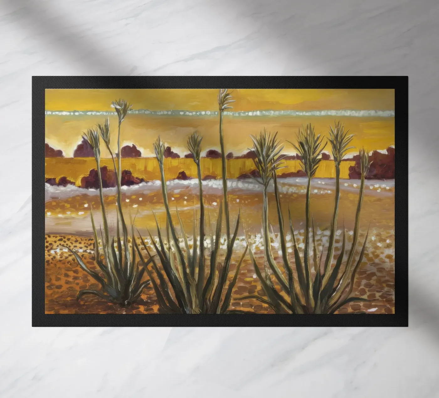 Arid Echo Bloom doormat by Obisidian Brush