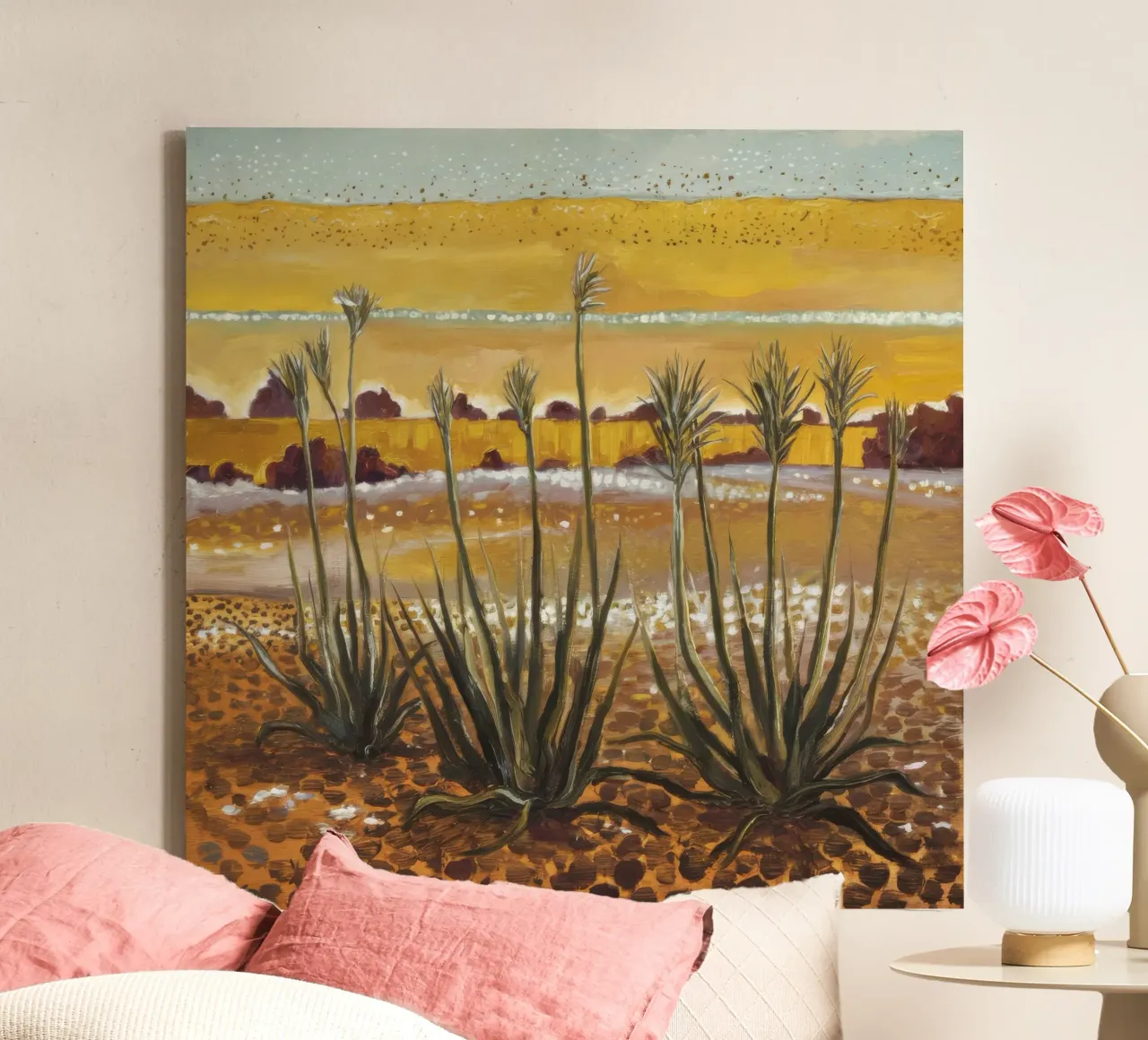 Aride Echo Bloei canvas met Baklijst van Obisidian Brush