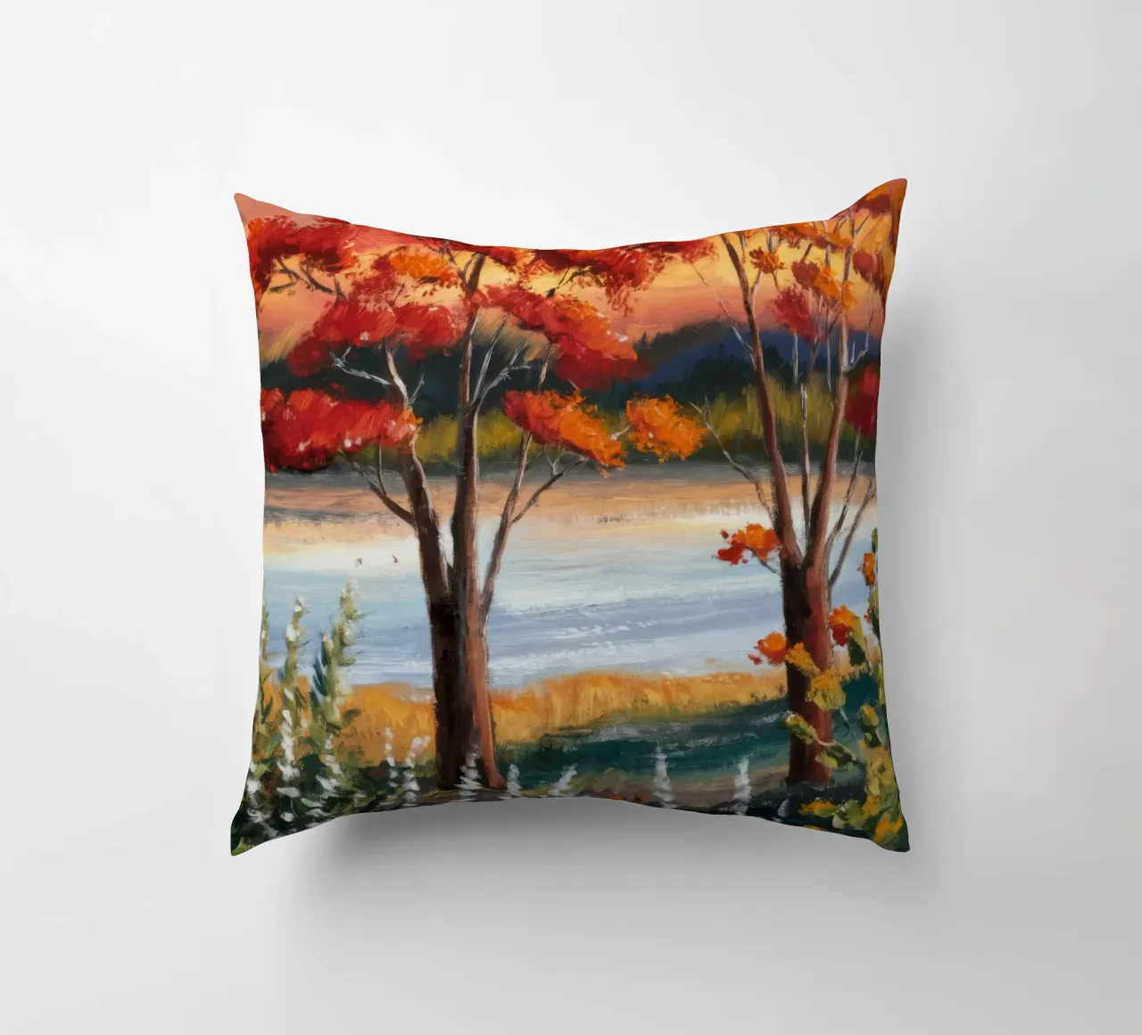 Fiume d'autunno Hush cuscino da Obisidian Brush