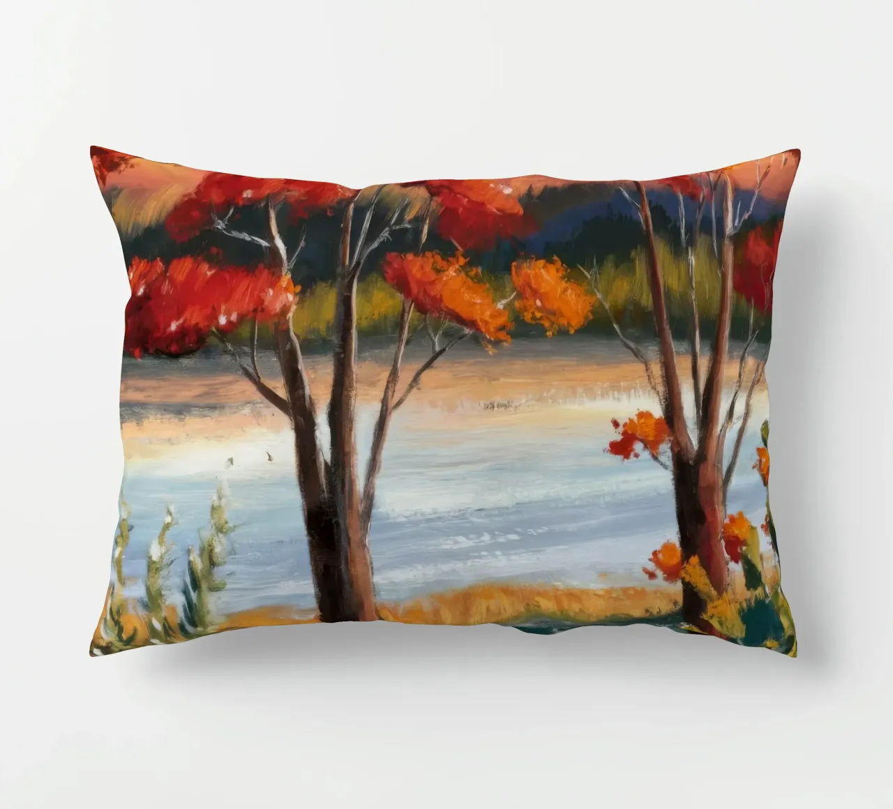 Fiume d'autunno Hush cuscino da Obisidian Brush