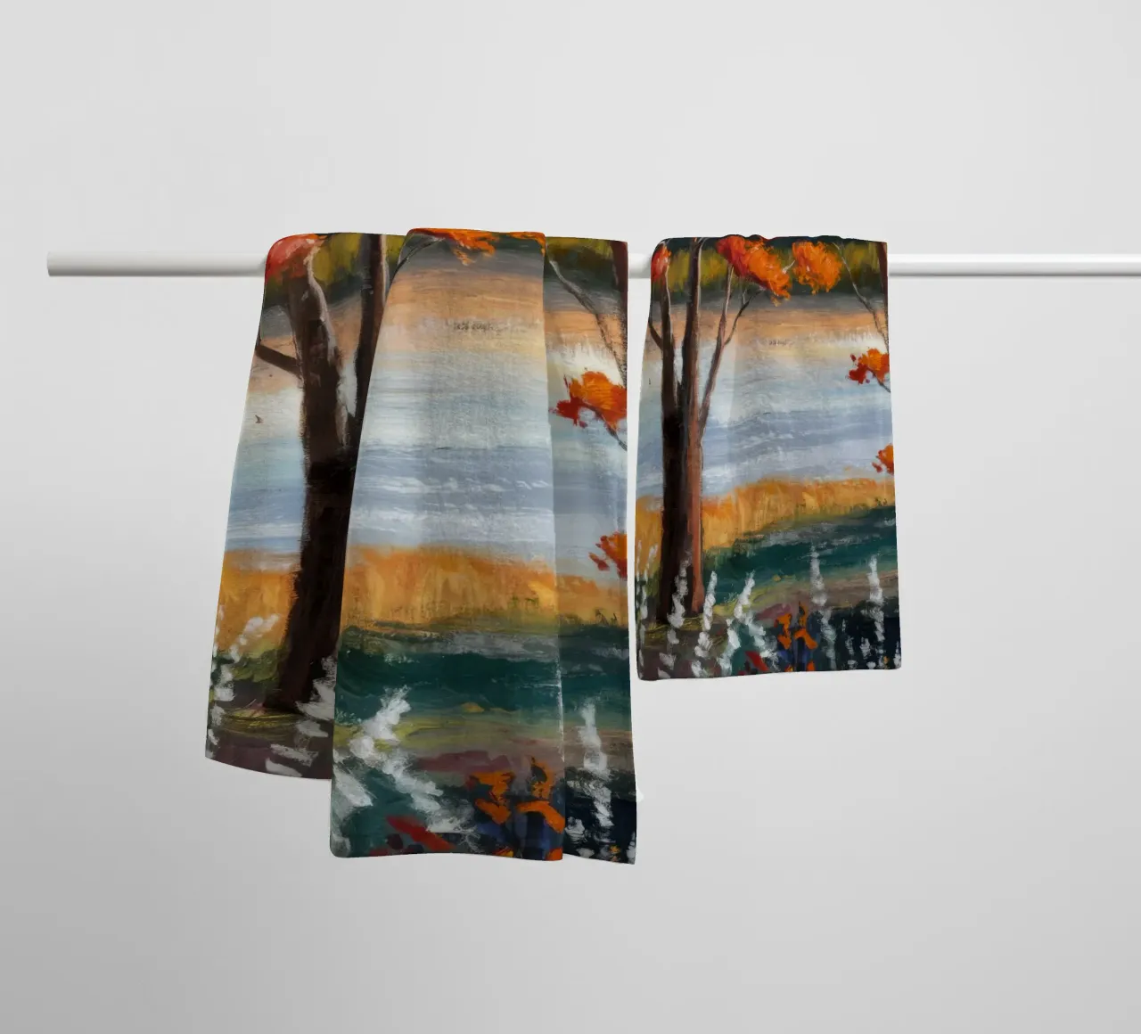 Fiume d'autunno Hush asciugamano da bagno da Obisidian Brush