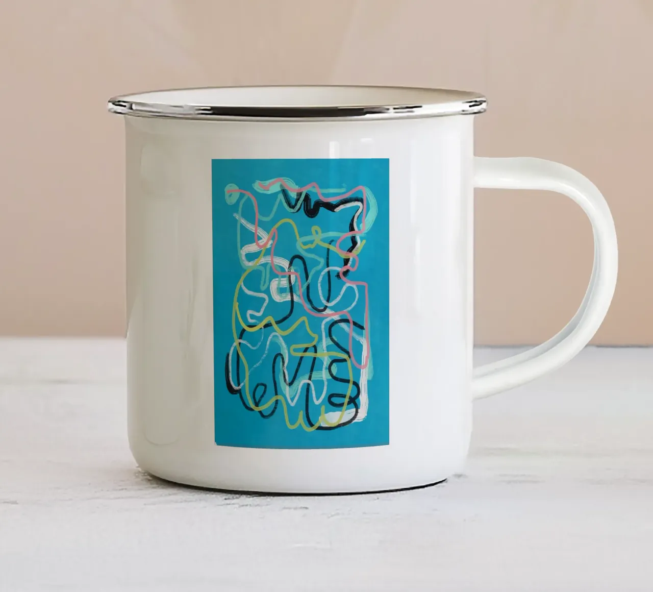 Linea d'arte multicolore astratta tazza in smalto da Little Dean