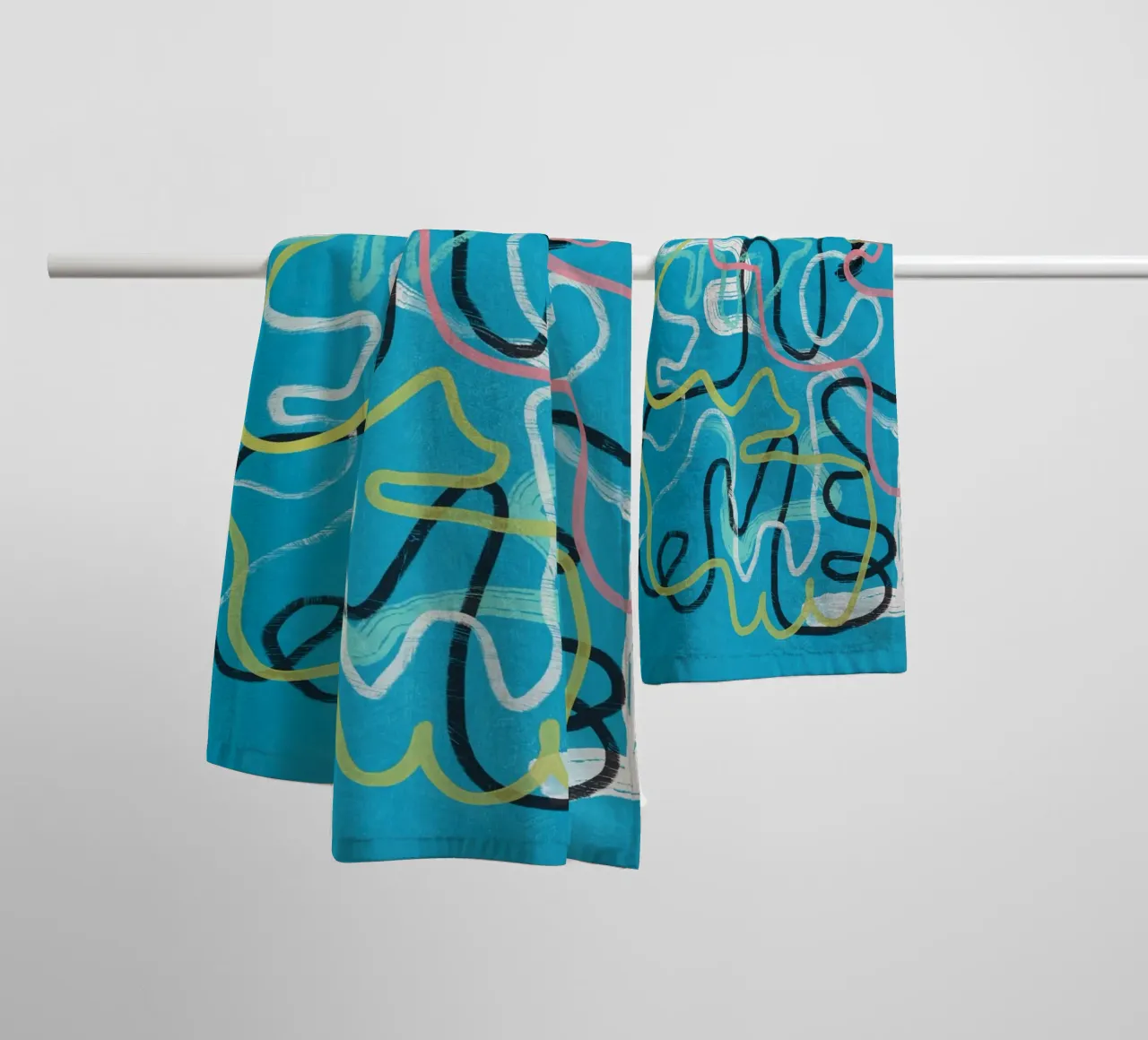 Linea d'arte multicolore astratta asciugamano da bagno da Little Dean