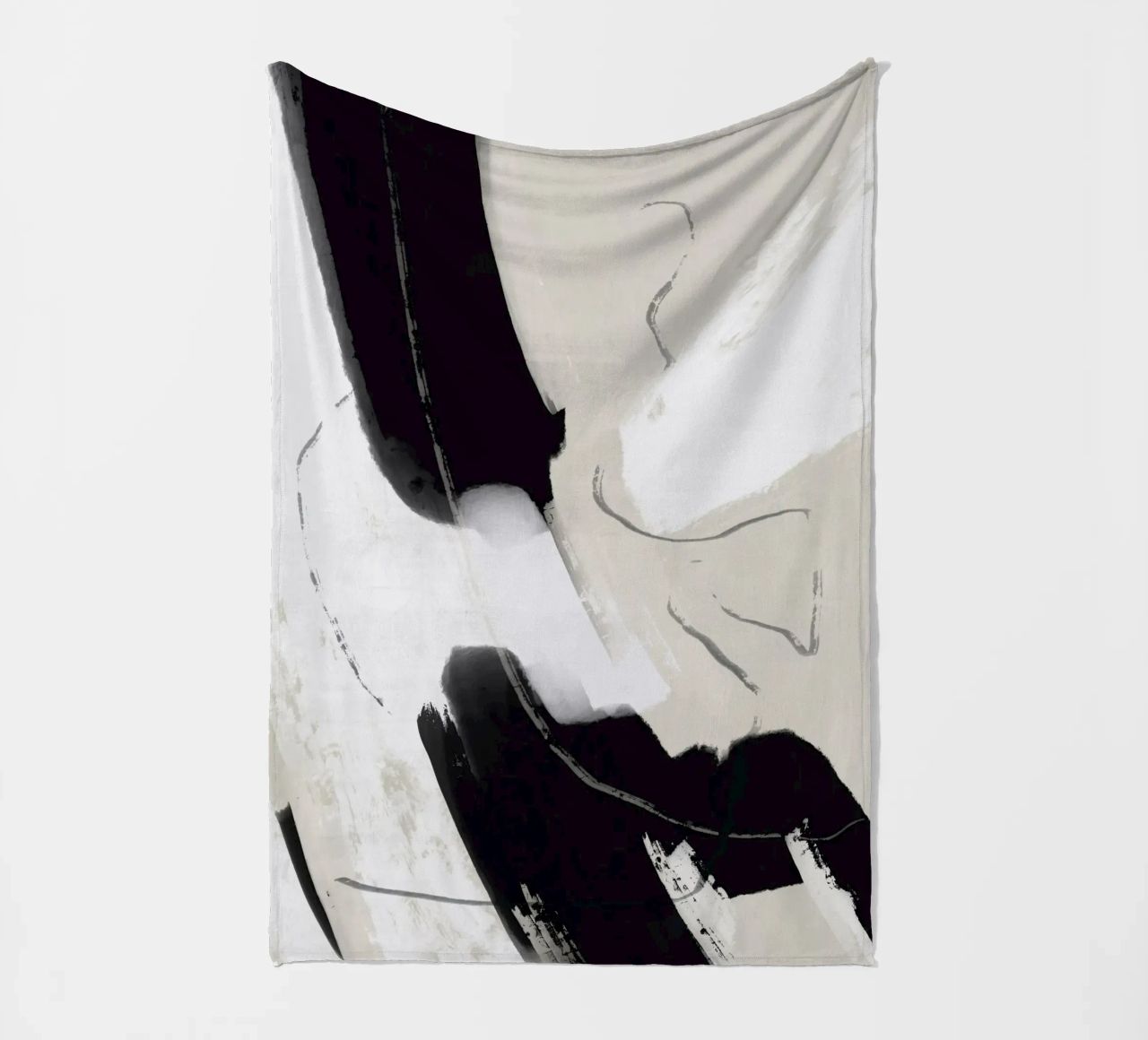 Malen Sie abstraktes Schwarz und Weiß Fleecedecke von Little Dean