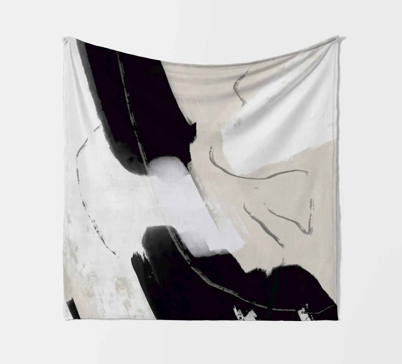 Malen Sie abstraktes Schwarz und Weiß Fleecedecke von Little Dean