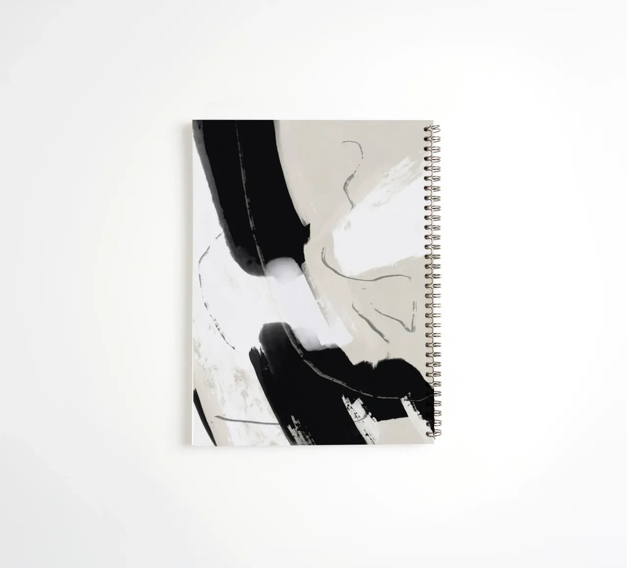 Paint abstract black and white spiral notebook by Little Dean