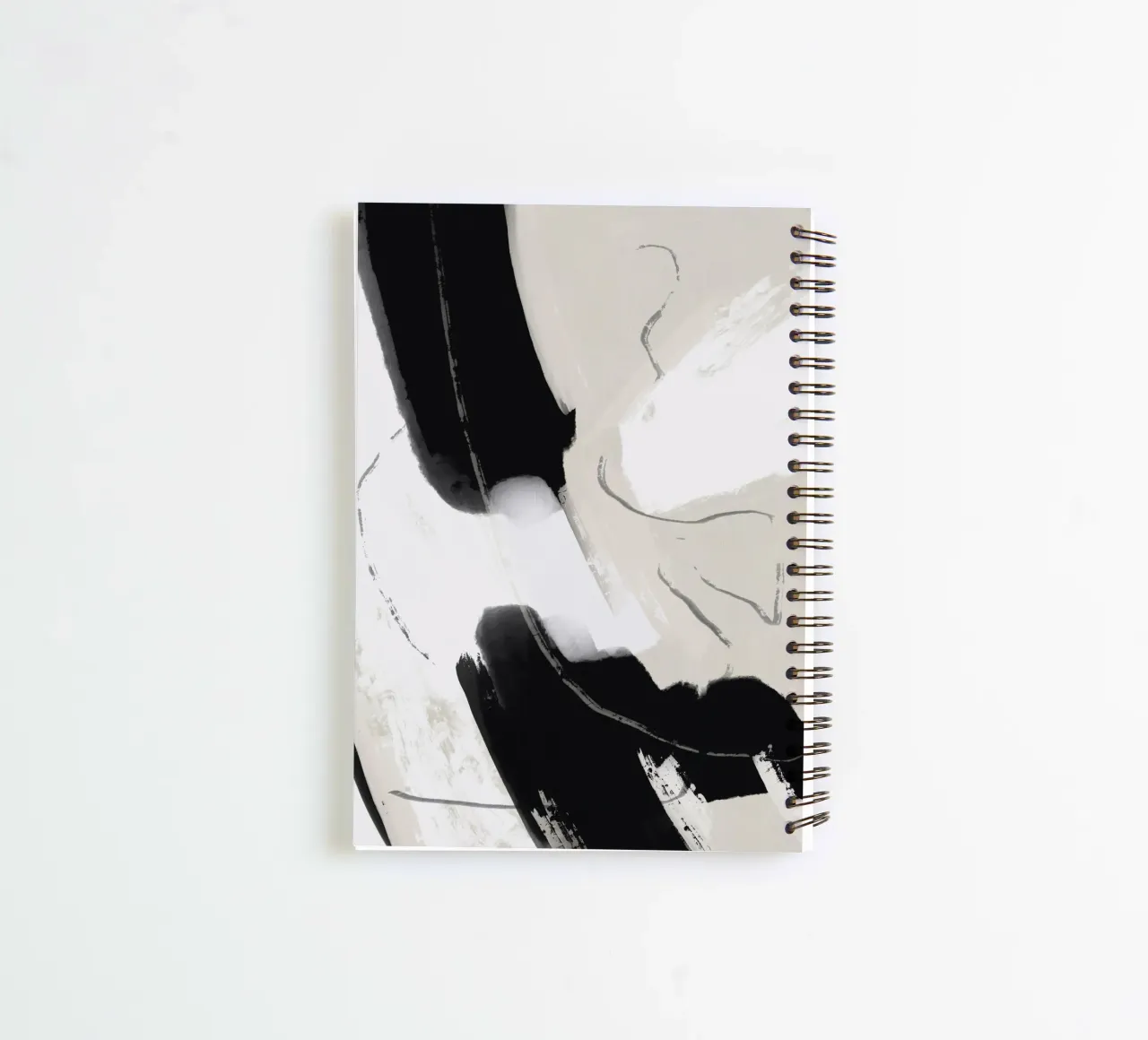Paint abstract black and white spiral notebook by Little Dean