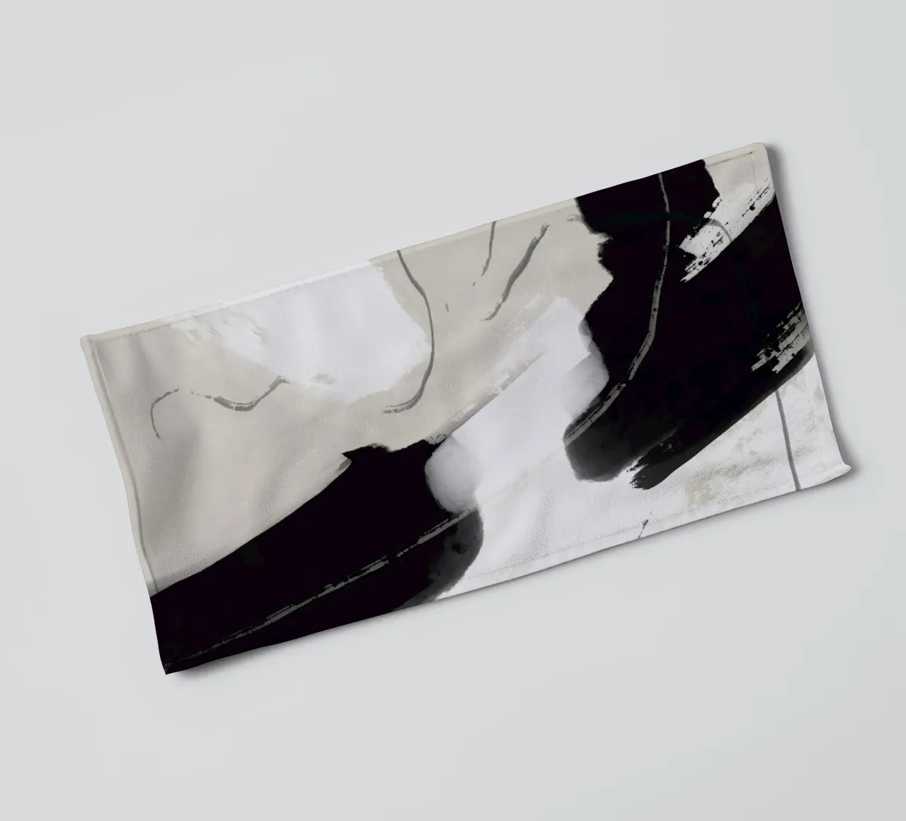 Paint abstract black and white towel by Little Dean