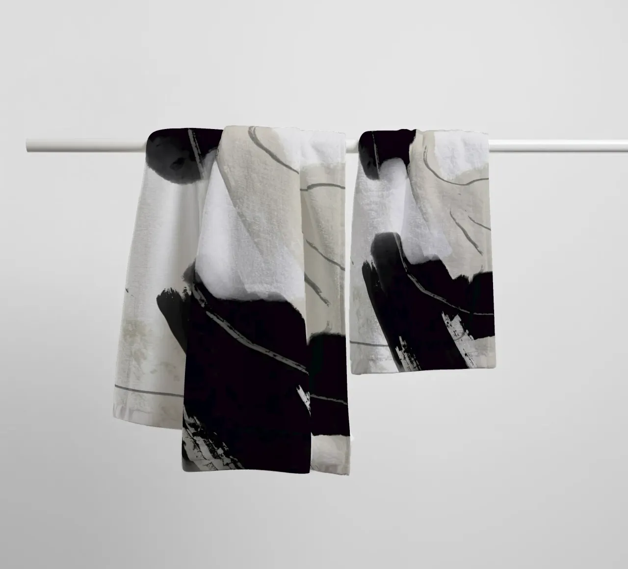 Paint abstract black and white towel by Little Dean