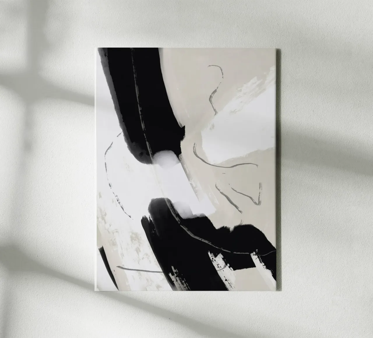Verf abstract zwart-wit canvas met Baklijst van Little Dean