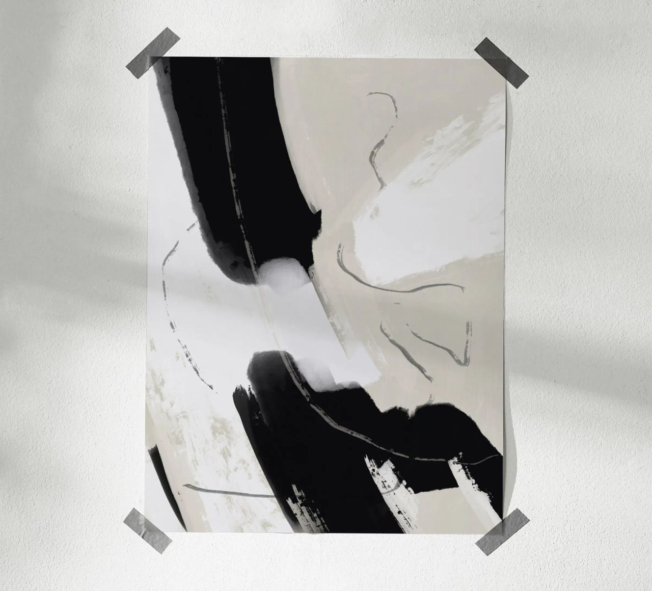 Malen Sie abstraktes Schwarz und Weiß Poster von Little Dean