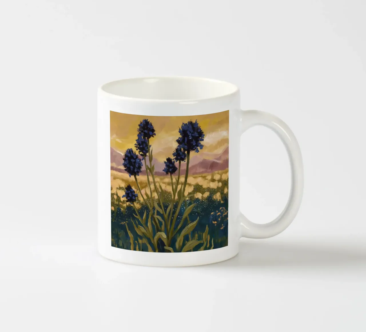 Campo di cardo di mezzanotte tazza in ceramica da Obisidian Brush