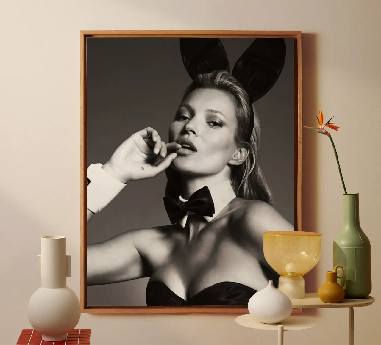 Kate como conejo lienzo con Marco flotante de Alex happy shop