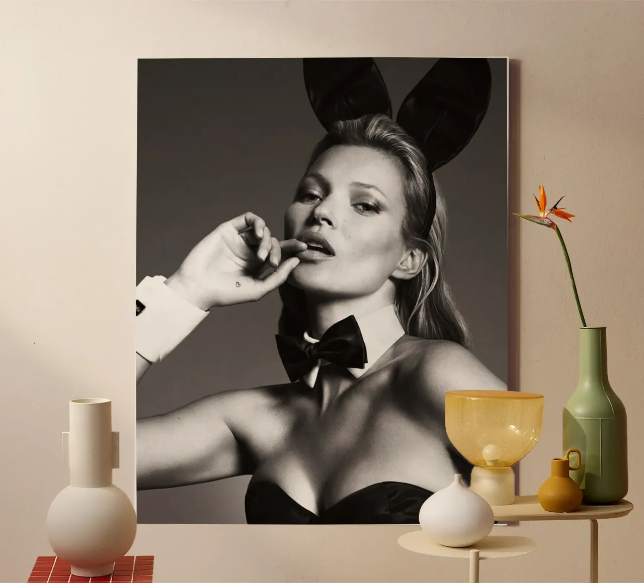 Kate como conejo lienzo con Marco flotante de Alex happy shop