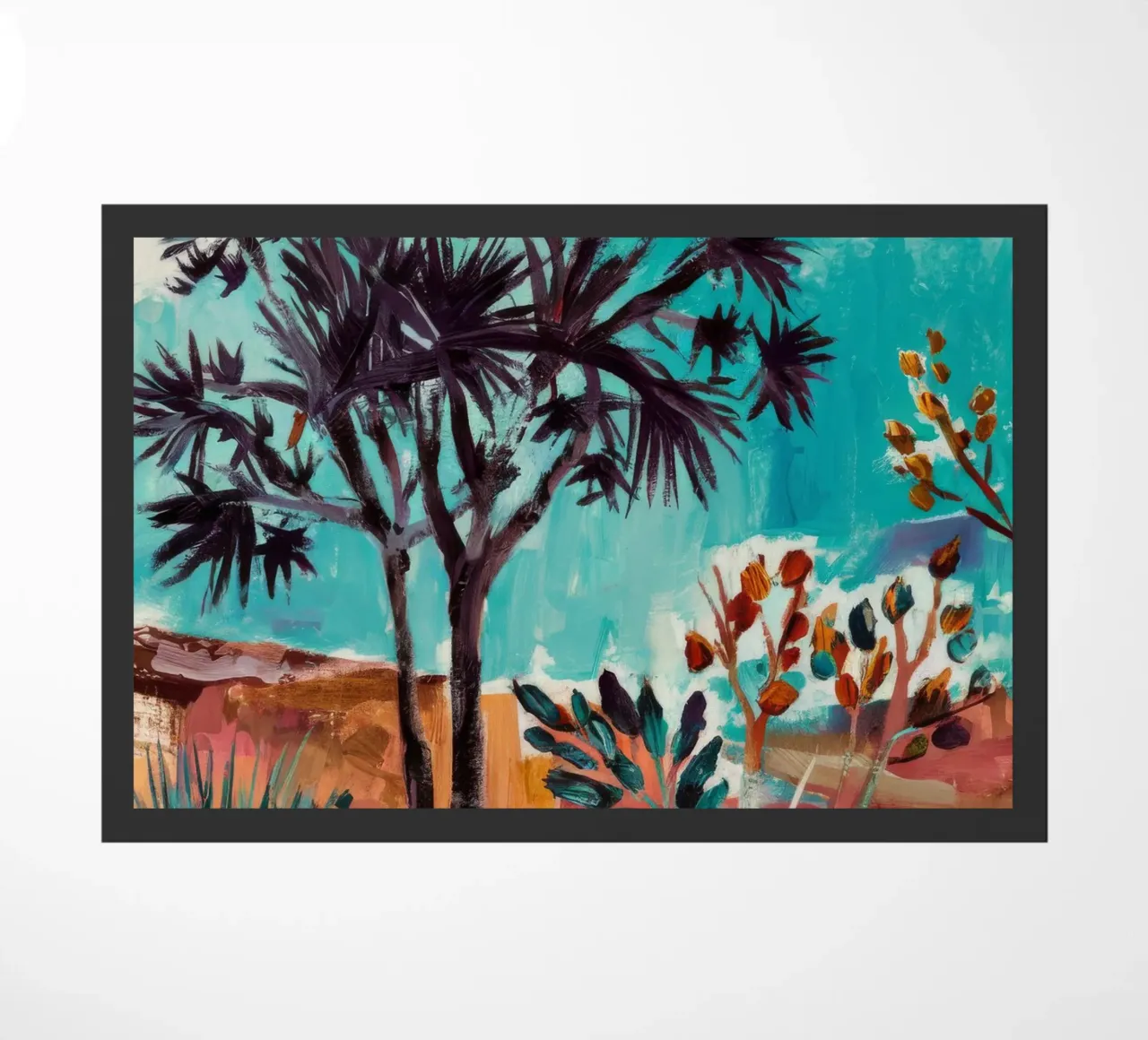 Shadow Palm Serenade doormat by Obisidian Brush
