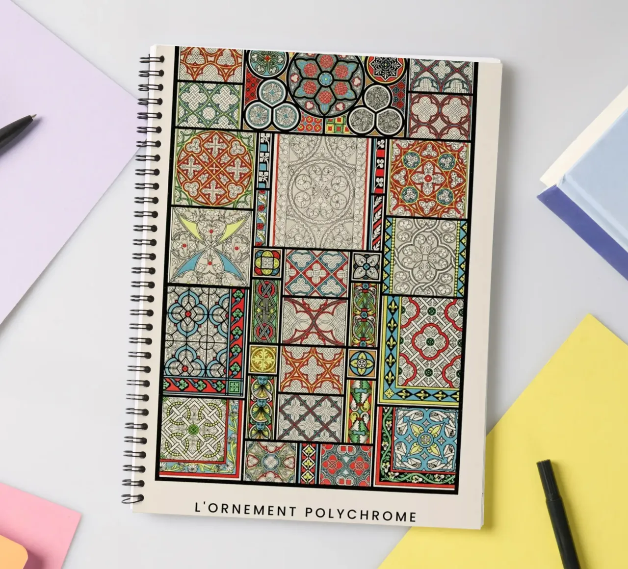 Racinet -  Medieval  Ornamental Pattern spiral notebook by Vintage by JUNIQE