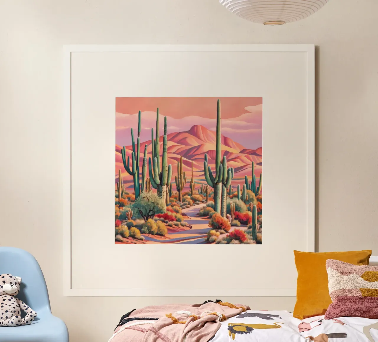 Cactus della Valle dell'Eco poster con telaio in plastica da Obisidian Brush