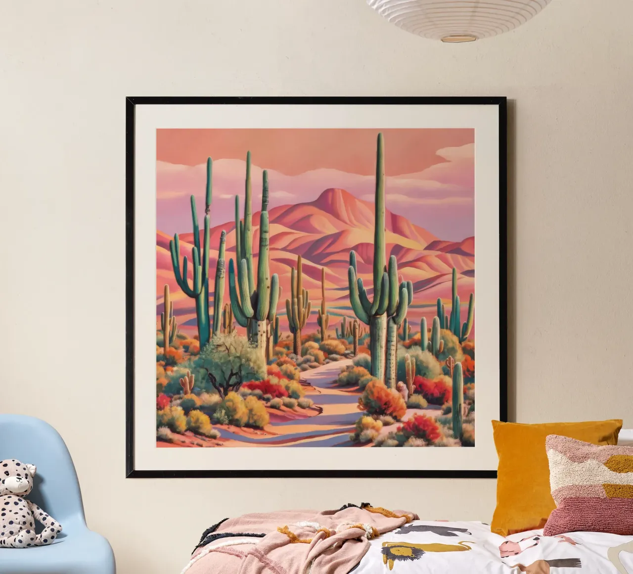 Cactus della Valle dell'Eco poster con telaio in plastica da Obisidian Brush