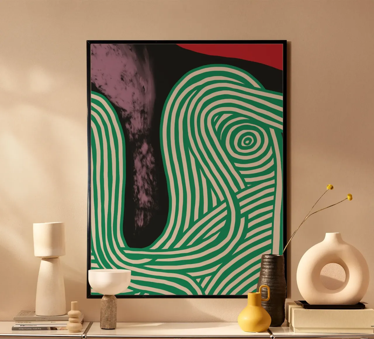 Große abstrakte Ölgemälde xii Poster mit Aluminium Rahmen von Little Dean