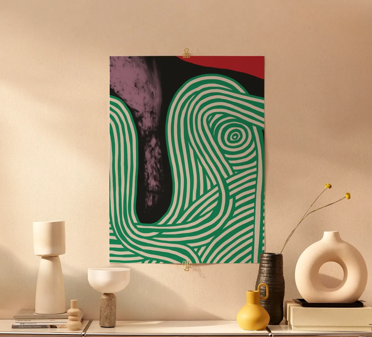 Große abstrakte Ölgemälde xii Poster mit Aluminium Rahmen von Little Dean