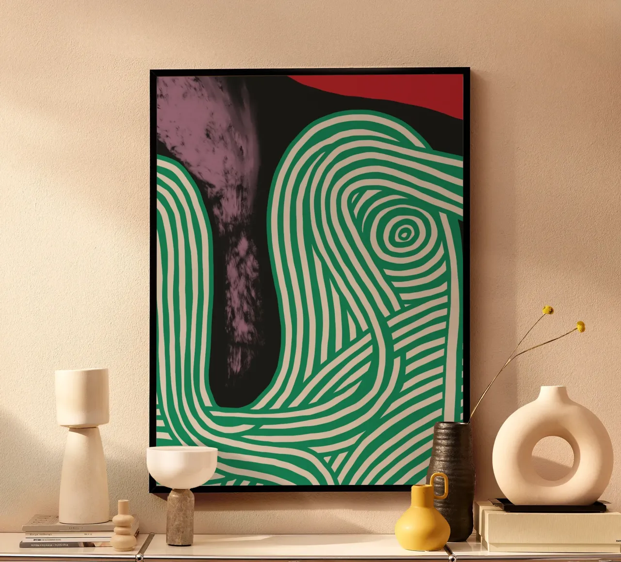 Große abstrakte Ölgemälde xii Poster mit Aluminium Rahmen von Little Dean