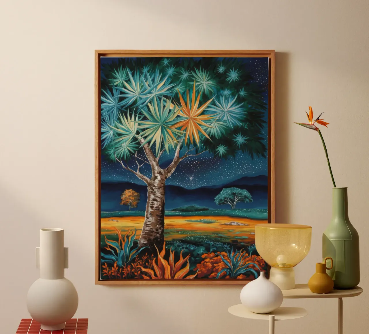Sterrensprong Grove Magie canvas met Baklijst van Obisidian Brush